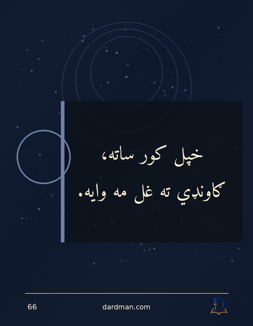 پښتو متل ۶۶: خپل کور ساته، ګاونډي ته غل مه وایه.