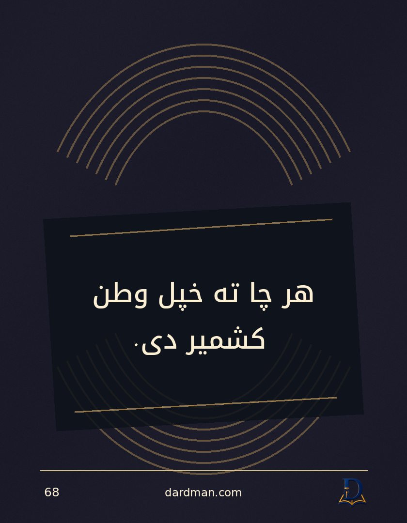 پښتو متل ۶۸: هر چا ته خپل وطن کشمیر دی.